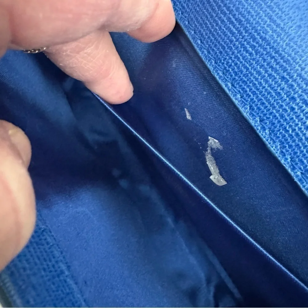 Yves Saint Laurent YSL Electric Blue Leather Y LIGNE Clutch with COA - Picture 10 of 11